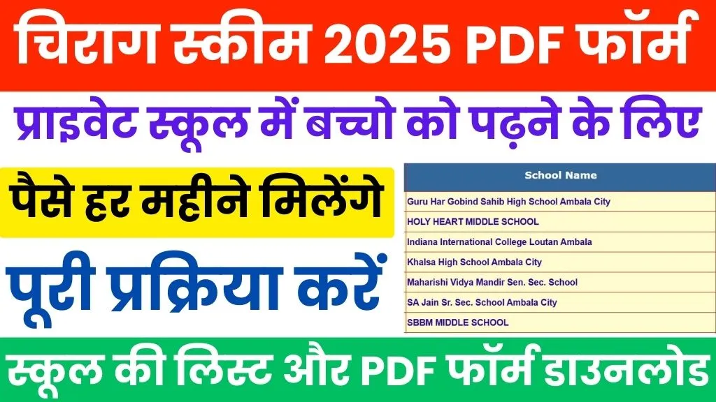 Chirag Yojana Haryana Apply Online 2025 @schooleducationharyana.gov.in