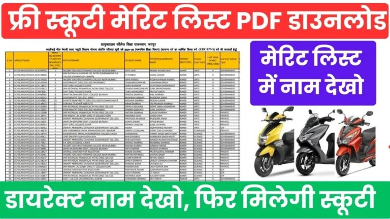 Rajasthan Free Scooty Yojana Merit List 2025 Pdf @hte.rajasthan.gov.in